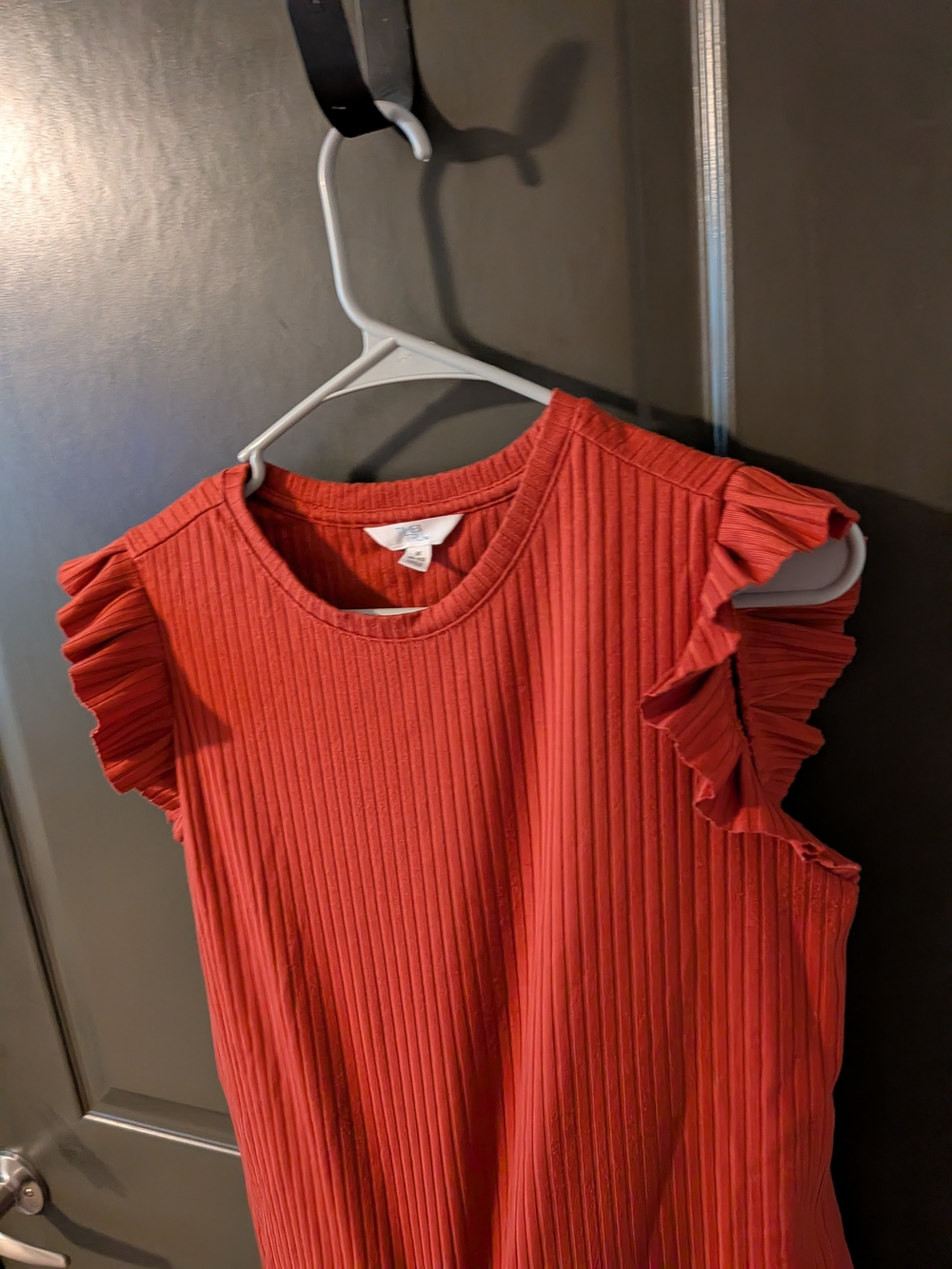 Ribbed Ruffle Sleeve Top - Picture 5 of 5